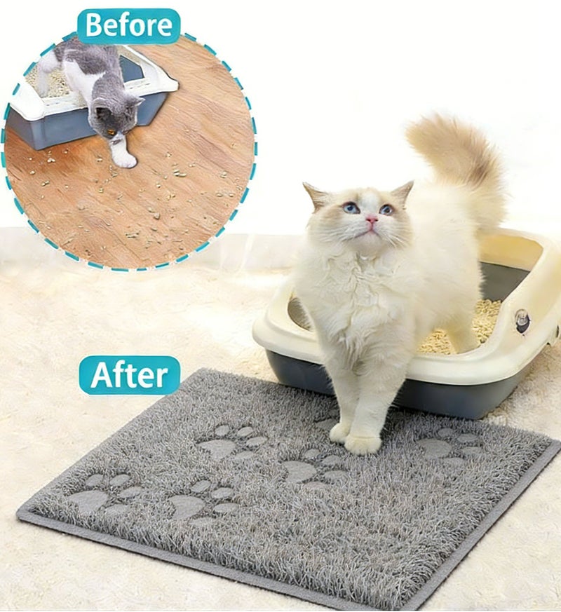 حصيرة فضلات القطط، حصيرة احتجاز فضلات القطط، حصائر مزدوجة الطبقة على شكل خلية نحل، خالية من الفثالات، مقاومة للبول، سهلة التنظيف، تمنع التناثر، سجادة صندوق صينية احتجاز الفضلات 30*40 سم - Image 1